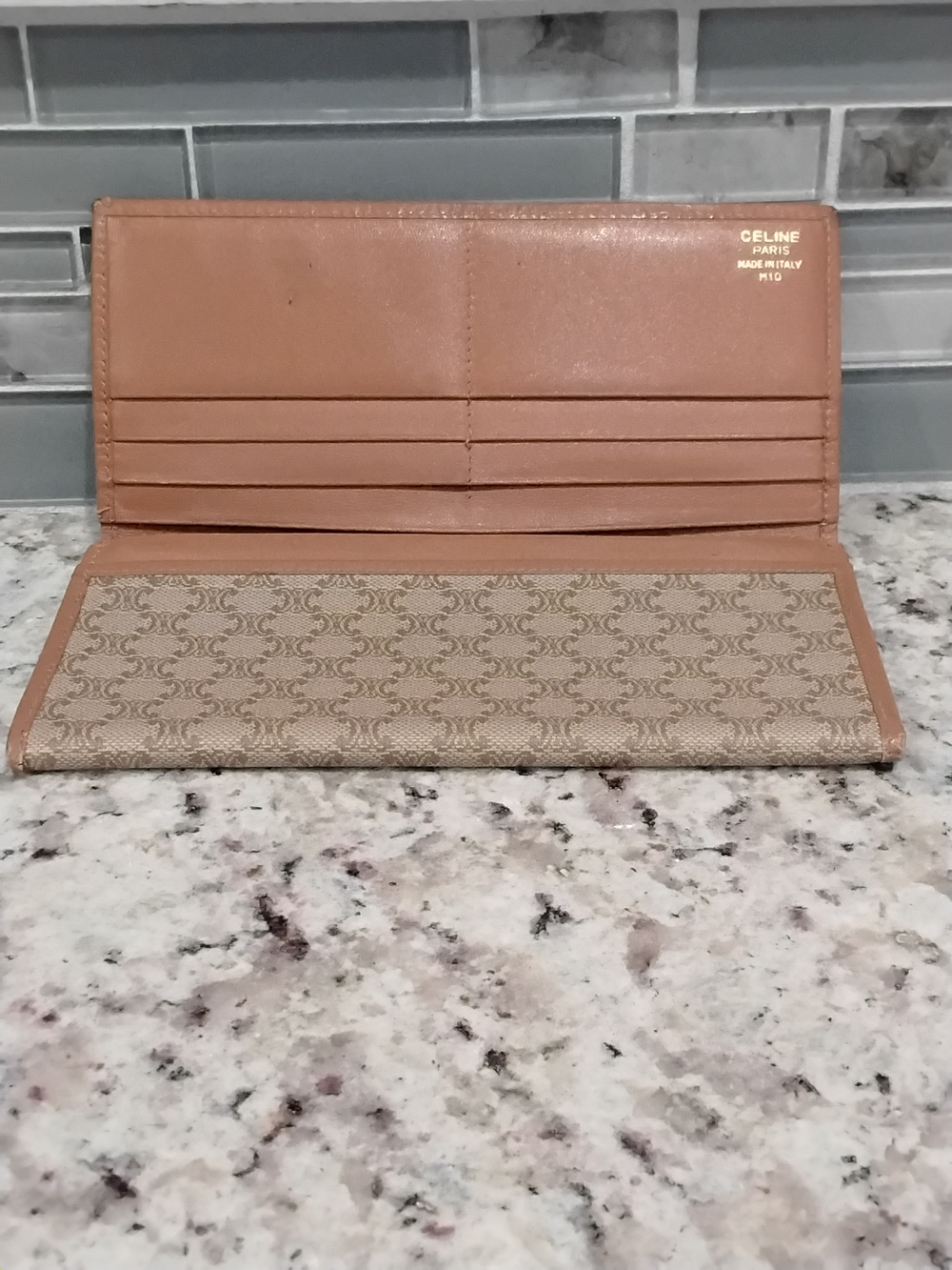 Vintage Celine Triomphe Canvas Long Wallet with Tan Trim - Picture 3 of 16